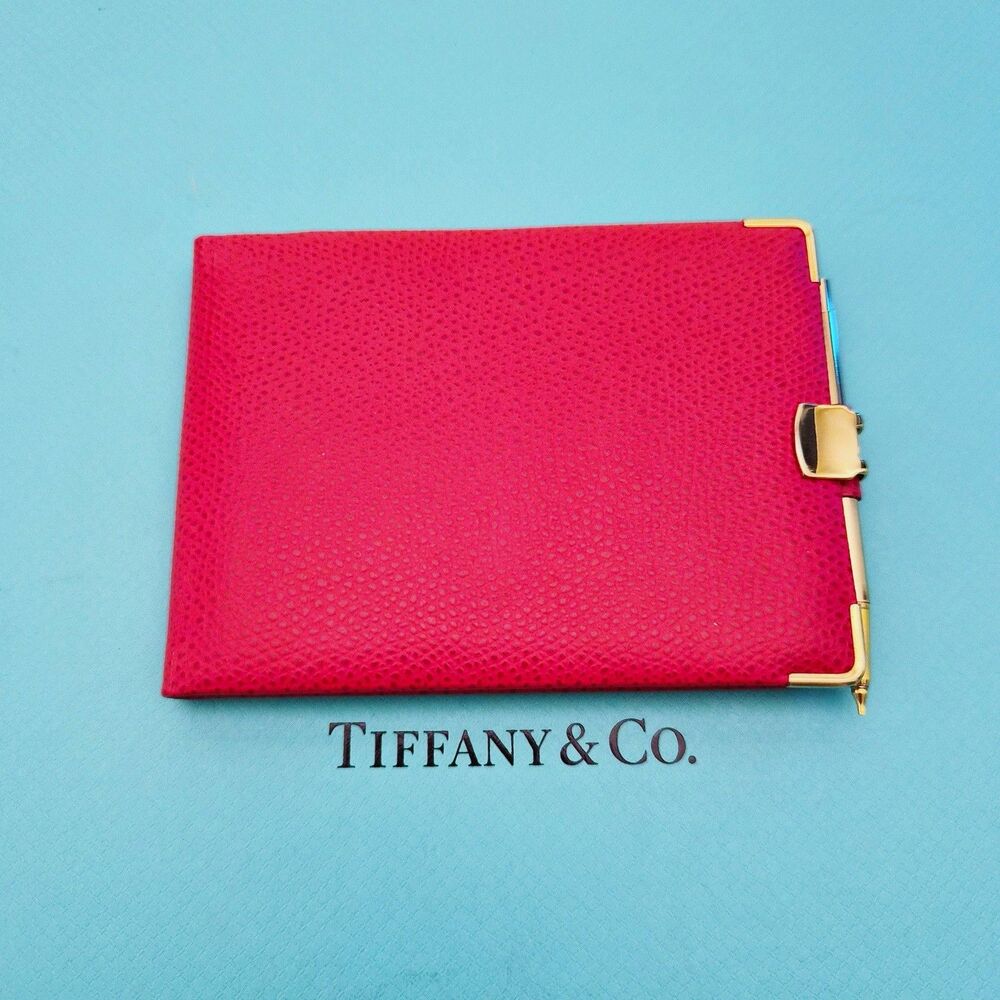 RARE Vintage Tiffany & Co. Red Leather Address Book Planner Gold Tone Pen France